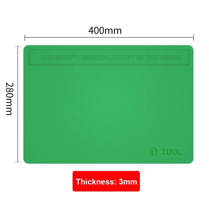 2UUL Silicone Pad 400mm*280mm Heat-Resistant Anti-static Desk Platform for BGA Welding Rework Desk Organization Mat