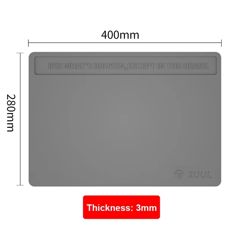 2UUL Silicone Pad 400mm*280mm Heat-Resistant Anti-static Desk Platform for BGA Welding Rework Desk Organization Mat