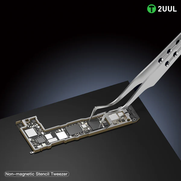 2UUL TW21 TW22 Non-magnetic Stainless Hollow Stencil Tweezers PCB Board Soldering and IC Chip Positioning Holding Tweezer