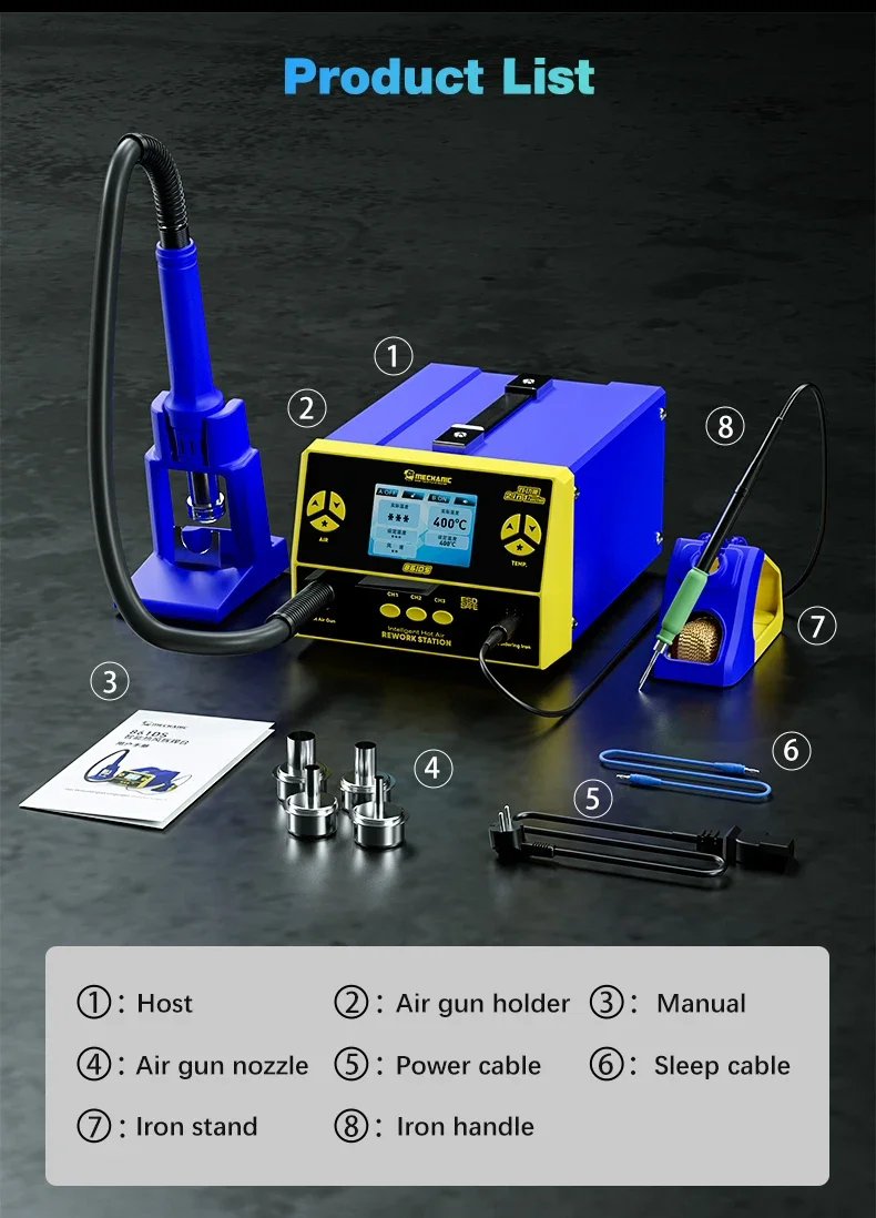 MECHANIC 861DS 2 In 1 Dual Function Welding Station Induction Dormant Wind Gun Electric Soldering Iron Rework Repair Station