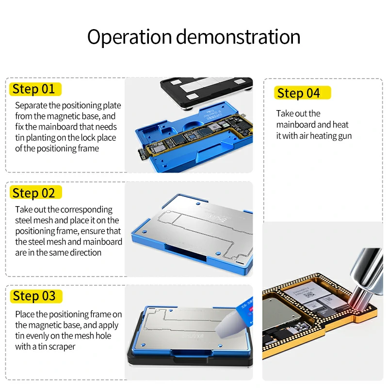 AIXUN Z12 BGA Reballing Stencil Platform for iPhone 12 12mini 12Pro 12Promax Mobile Phones Motherboard Middle Frame Tin Planting Tools