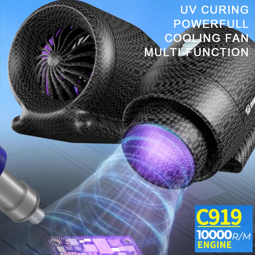 MECHANIC C919 3in1 Uv Curing Powerful Cooling Fan for Cell PhoneMotherboard Repair Board Fix Multi-function Fume Exhaust