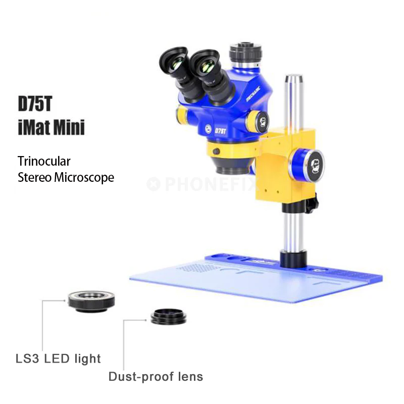 MECHANIC D75T-B11 Lab Trinocular Stereo Microscope HD Electronic Component Magnified 0.7-5.0X Continuous Zoom Observation Scope