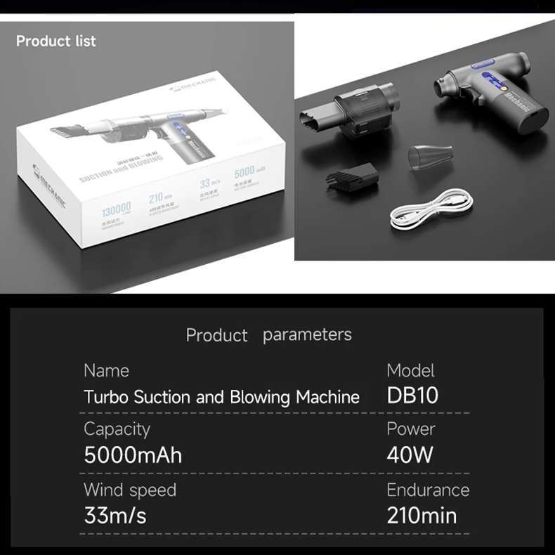 MECHANIC DB10 blowing and suction integrated turbine dust removal fan graphics card keyboard mobile phone computer cleaning tool