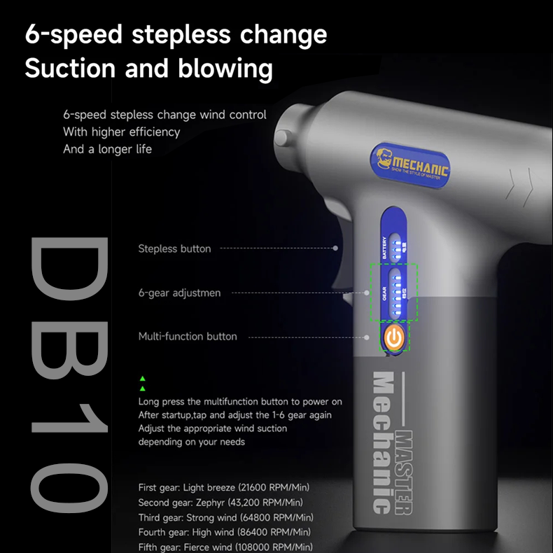 MECHANIC DB10 blowing and suction integrated turbine dust removal fan graphics card keyboard mobile phone computer cleaning tool