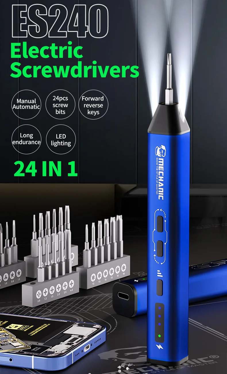 Mechanic ES240 Electric 24in1 Multifunctional Screwdriver Set Phone Disassembly Repair High Precision Electric Screwdriver Set