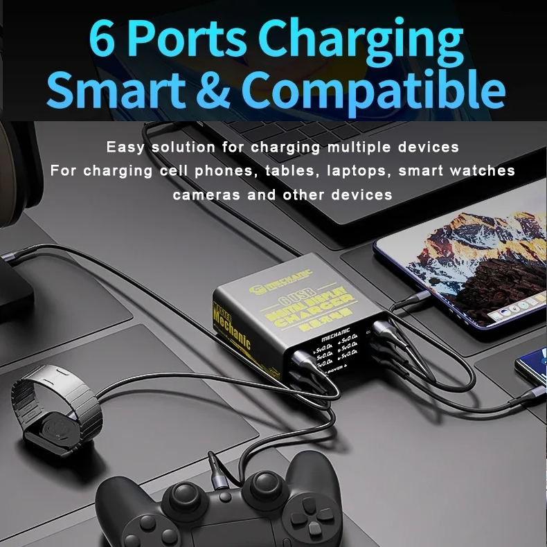 MECHANIC F-POWER 6 6S 6P Fast Charging Station Multi-Port Charger for IPhone HUAWEI XIAOMI SAMSUNG