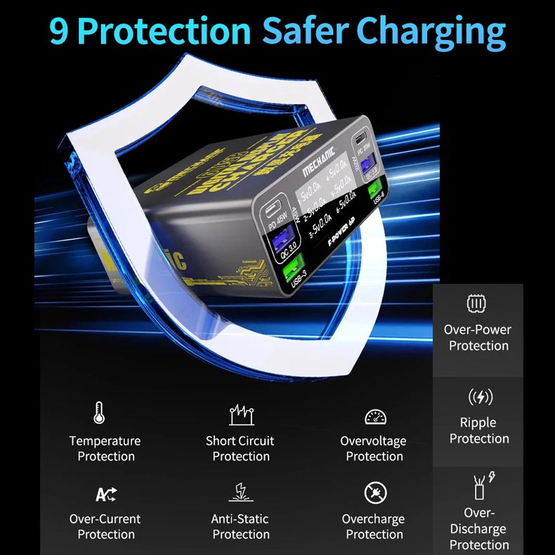 MECHANIC F-POWER 6 6S 6P Fast Charging Station Multi-Port Charger for IPhone HUAWEI XIAOMI SAMSUNG