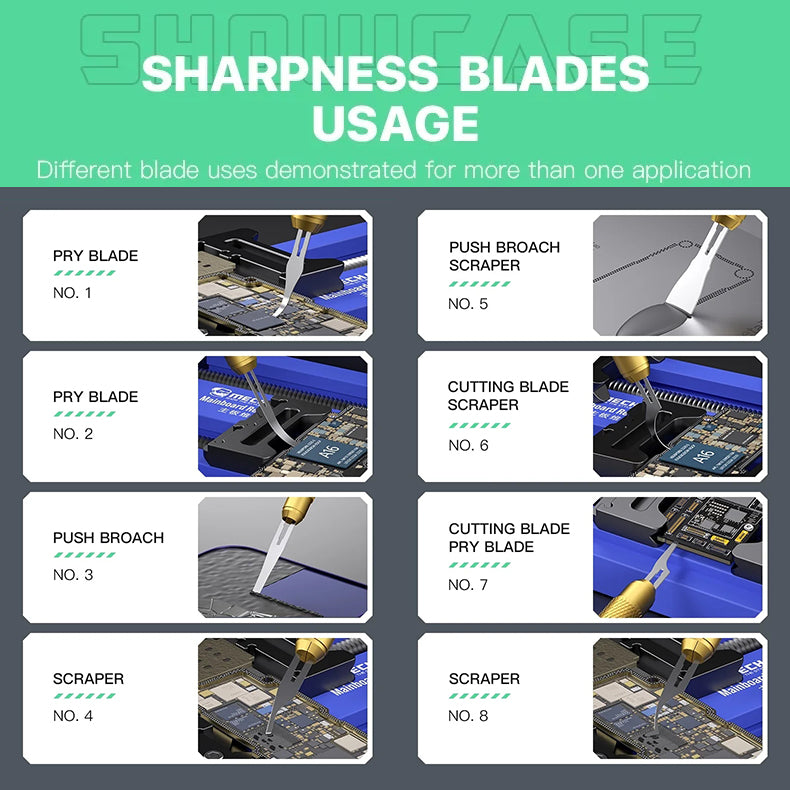 MECHANIC FengYing 008 Glue Removal Blade Set, Motherboard IC Degumming Blade Stainless Steel Knife, Hand Polished Blades