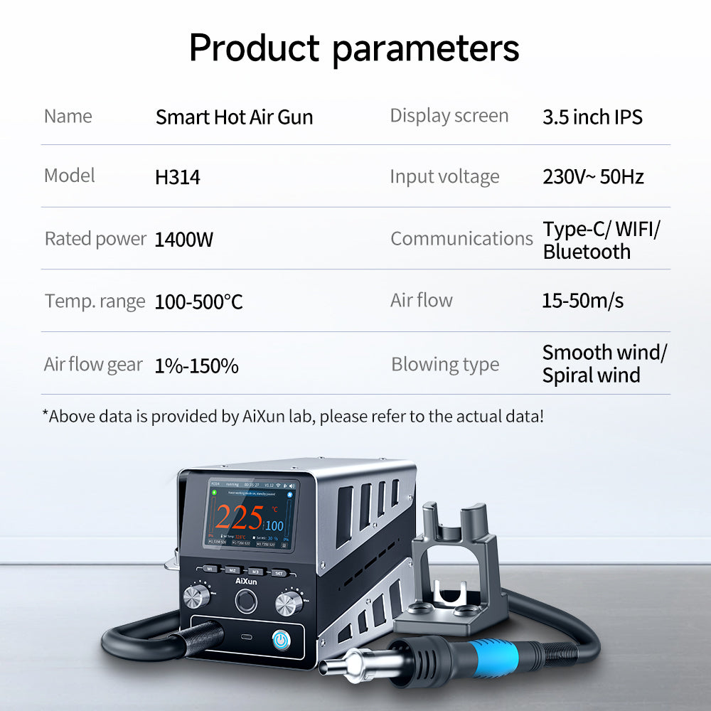 Aixun H314 1400W Intelligent Digital High Power Hot Air Gun Desoldering Station For SMD BGA PCB Repair Rework Heating Station