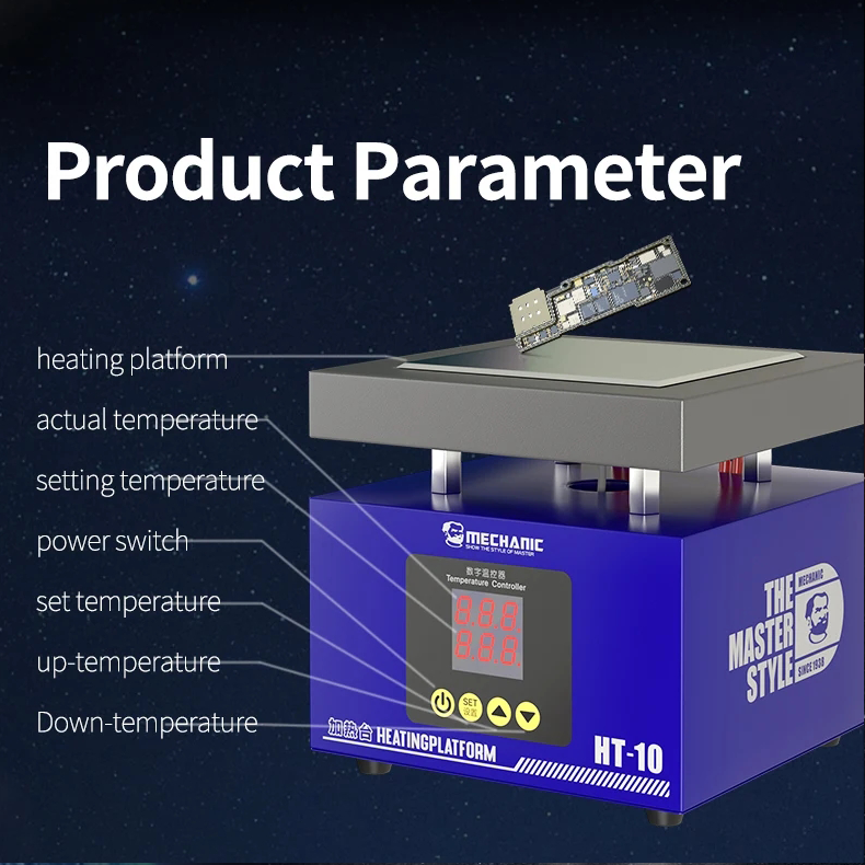MECHANIC HT-10 Heating Table Intelligent Constant Temperature Double Digital Display For Repairing LED Lamp Of Mobile Phone PCB