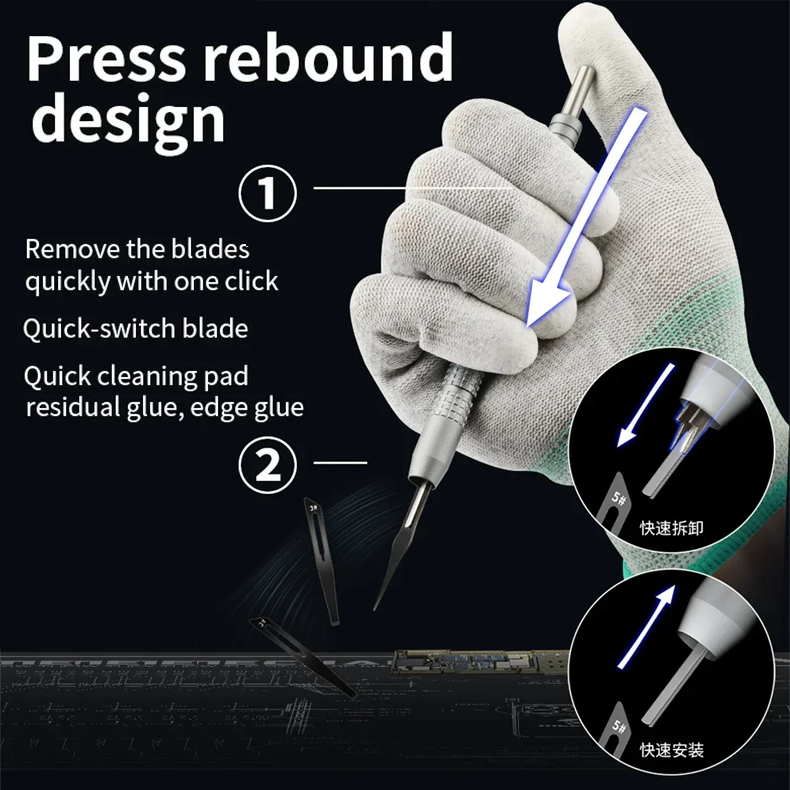 MECHANIC KH-001 Multifunctional Glue Removal Blade Set Side Adhesive Removal Pry Blade PCB Motherboard Disassemble Repair Tools