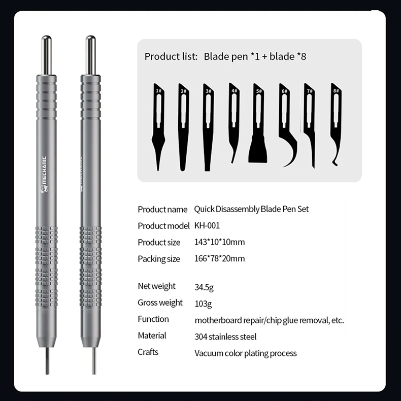 MECHANIC KH-001 Multifunctional Glue Removal Blade Set Side Adhesive Removal Pry Blade PCB Motherboard Disassemble Repair Tools
