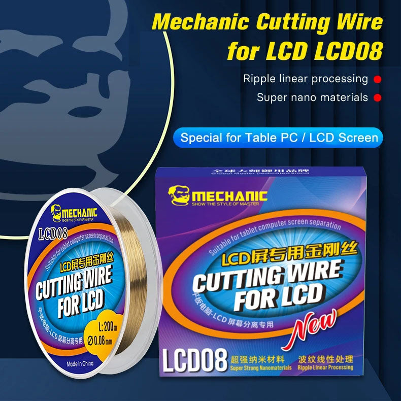 MECHANIC 0.08mm/200m Special Steel cutting Wire for Mobile LCD Tablet PC Screen Separation Line super nano materials tools