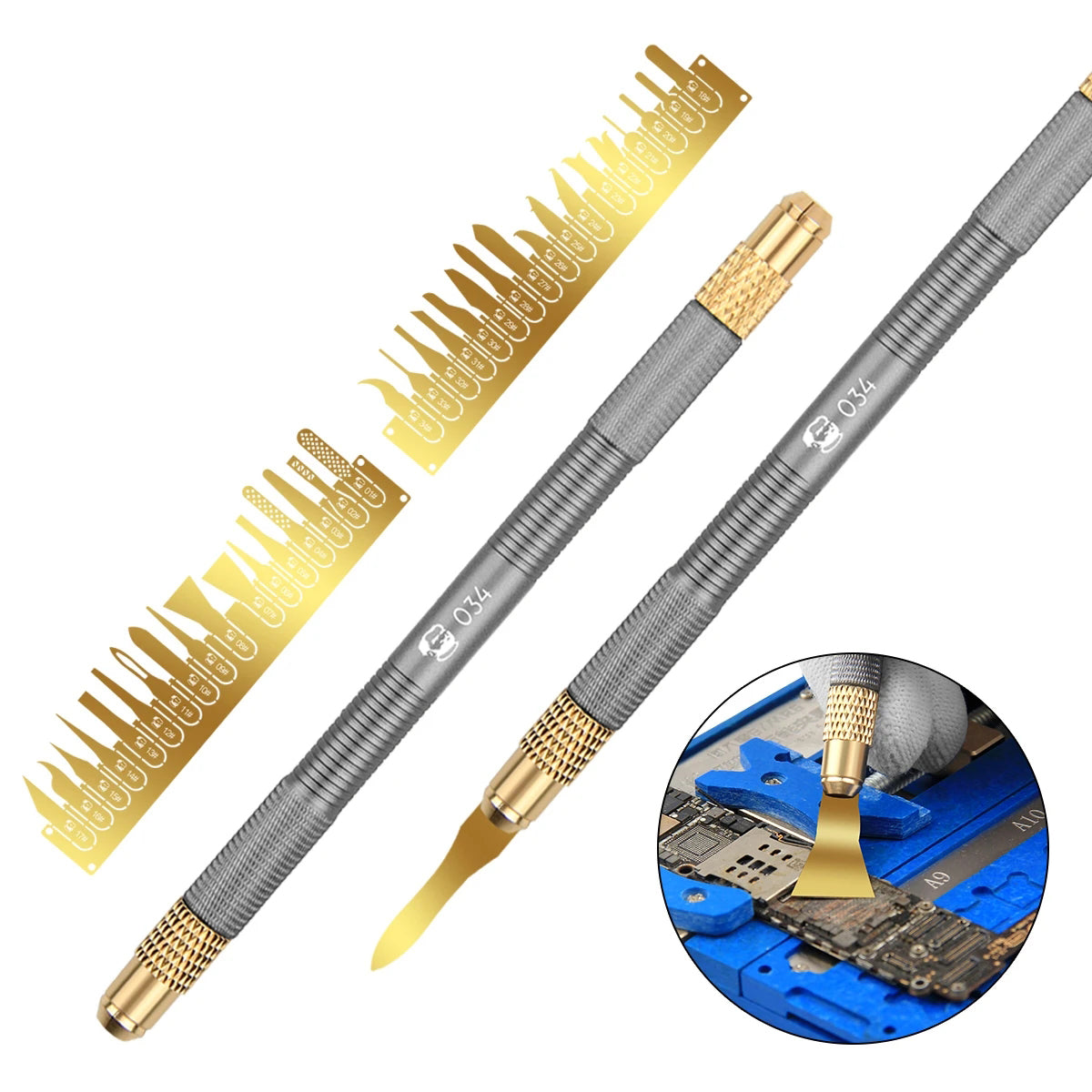 MECHANIC 034 Non-Slip Metal Scalpel Knife Kit Cutter Engraving Craft Carving Knives 34 Blades Phone PCB Stencil Repair Hand Tool