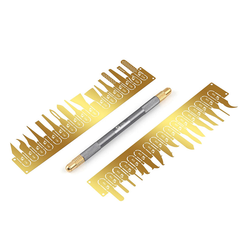 MECHANIC 034 Non-Slip Metal Scalpel Knife Kit Cutter Engraving Craft Carving Knives 34 Blades Phone PCB Stencil Repair Hand Tool