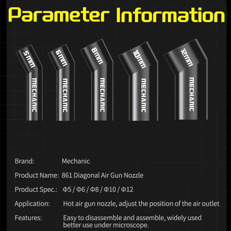 Mechanic 861 Series Heat Gun Nozzle Sleeve for 861DW 861Pro Integrated Elbow Hot Air Station Heat Guns Mouth PCB Welding Repair