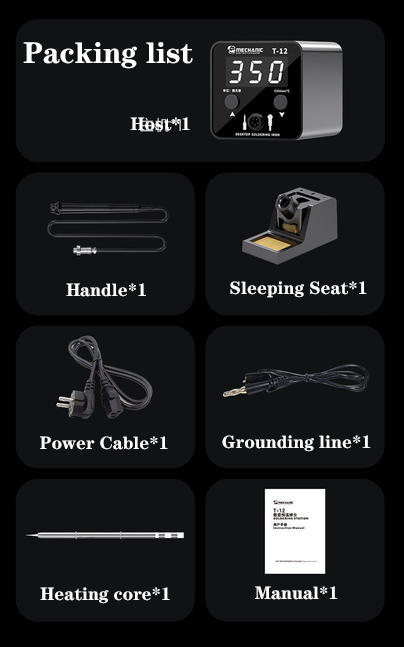 MECHANIC T-12 desktop soldering iron with large LED digital display screen and precise temperature control soldering station