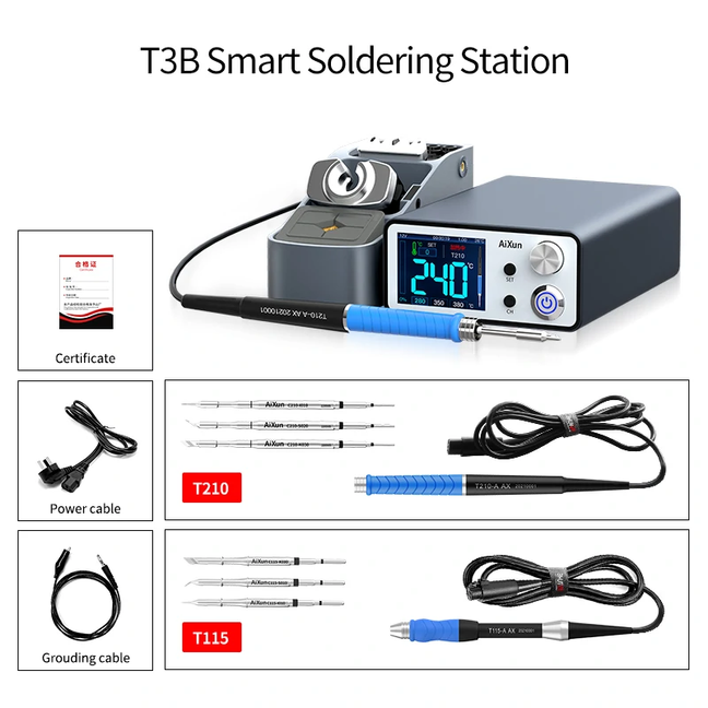 AIXUN T3B Smart Nano Soldering Station with T115 T210 Handles Rapid Welding Rework Station for Mobile Phone SMD BGA PCB Repair