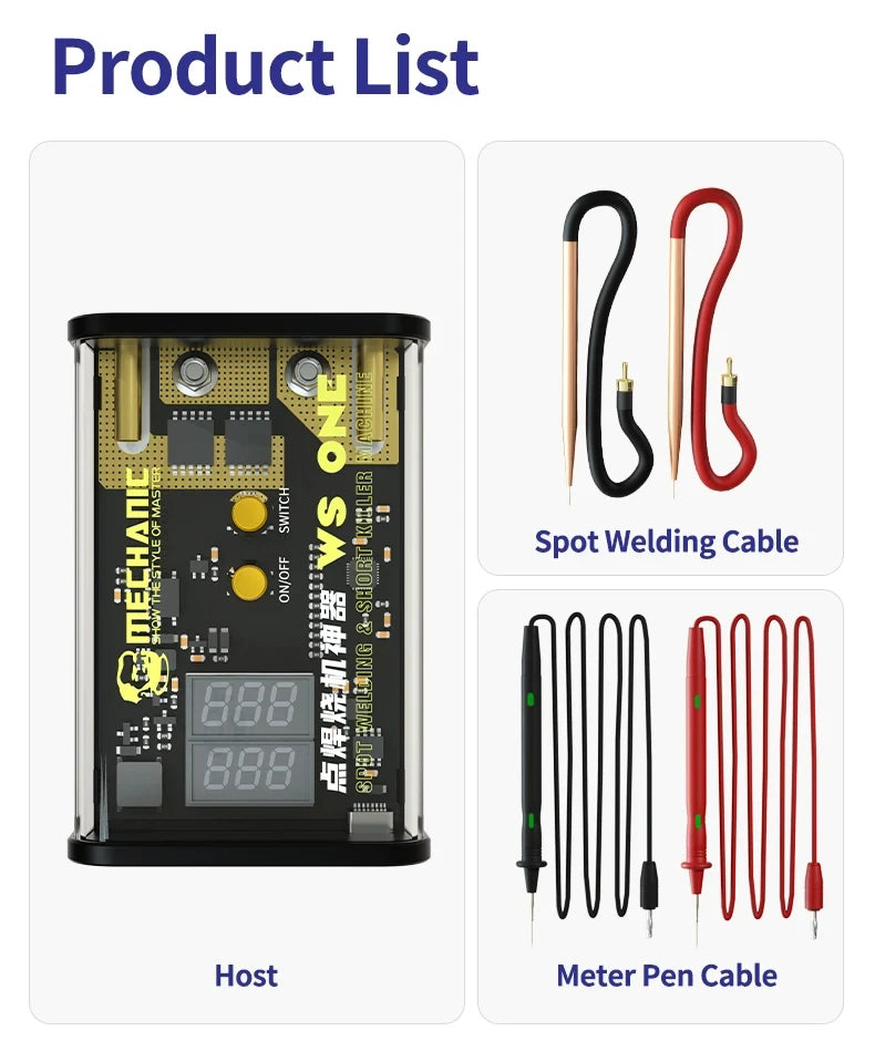 MECHANIC WS ONE Portable Pulse Spot Welder for Mobile Phone Motherboard PCB Welding Repair,Fault Location,Spot Welder Tool