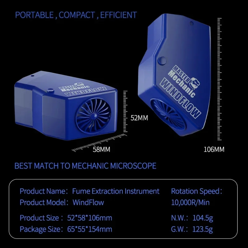 Mechanic Windflow X Exhaust Fan With Light Powerful Smoke Exhaust for Microscopes Mobile Phone Motherboard Welding Repair tools