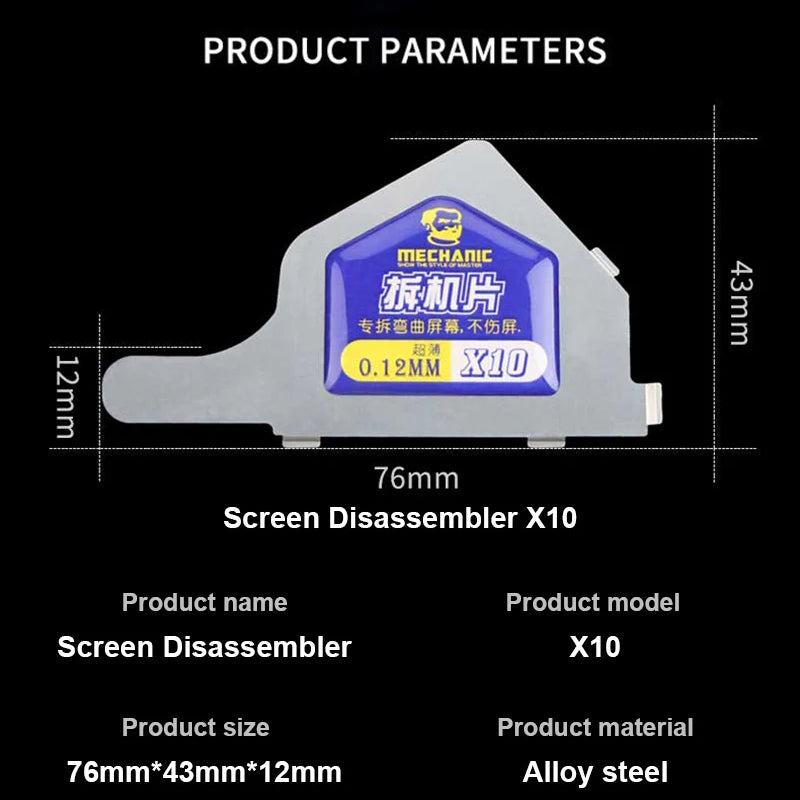 MECHANIC X10 Ultra Thin Steel Disassemble Sheet 0.12mm Thickness Stainless Steel Card LCD Mobile Phone Screen Sheet Opening Tool