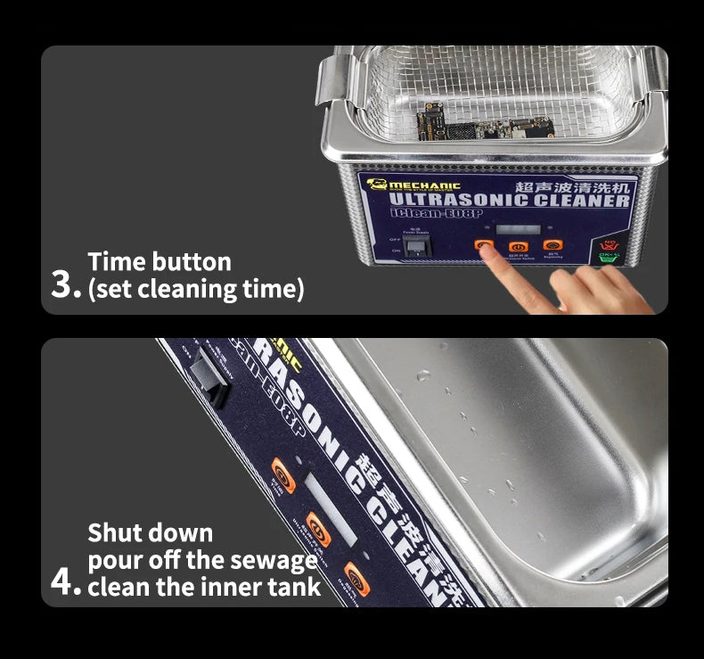 MECHANIC iClean-E08P Ultrasonic Cleaner 50W High Frequency Multifunctional Cleaning IC 800ML Ultrasonic Cleaning Cleaning Bath