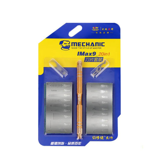 MECHANIC iMax9 20 in 1 Multifunctional Non-Slip Metal Repair Knife Kit Motherboard CPU IC Chip Glue Removal Blade Rework Tools