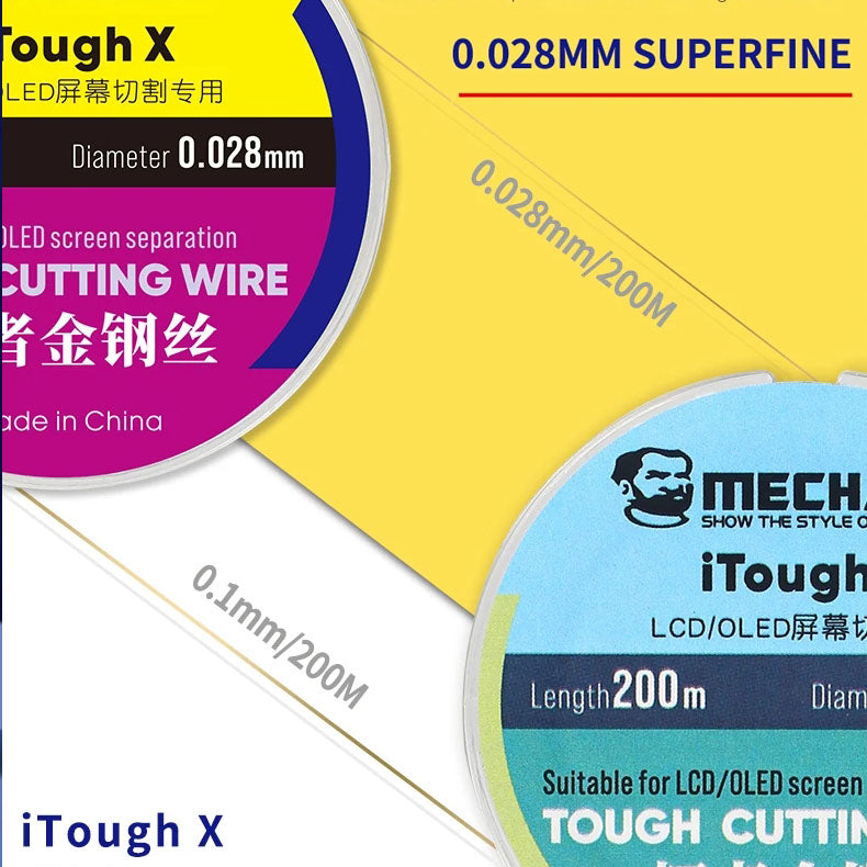 MECHANIC iTough X High Hardness Special Steel Wire for Mobile LCD OLED Screen Cutting Separation Line 0.028mm - 0.1mm X 200m