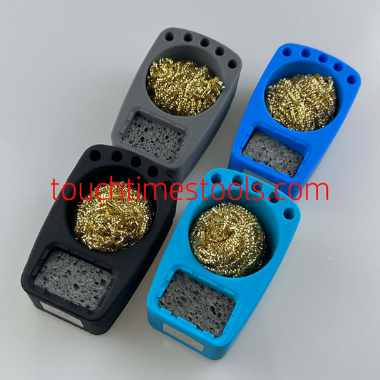 High Temperature Resistant Silicone Soldering Iron Tip Cleaner Copper Wire Cleaner  with Sponge and Holder