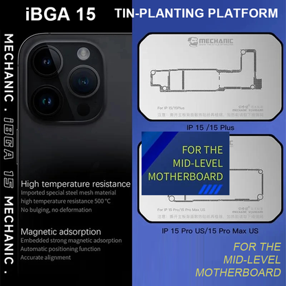 Mechanic iBGA 13 14 15 Middle Frame BGA Reballing Platform For iPhone X-15 Pro Max Motherboard Rework Tin Mesh Template Fixture