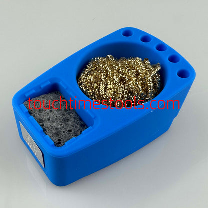 High Temperature Resistant Silicone Soldering Iron Tip Cleaner Copper Wire Cleaner  with Sponge and Holder