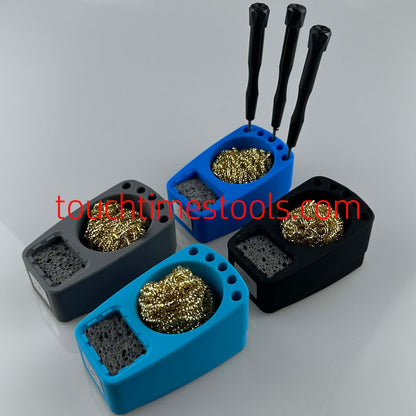 High Temperature Resistant Silicone Soldering Iron Tip Cleaner Copper Wire Cleaner  with Sponge and Holder