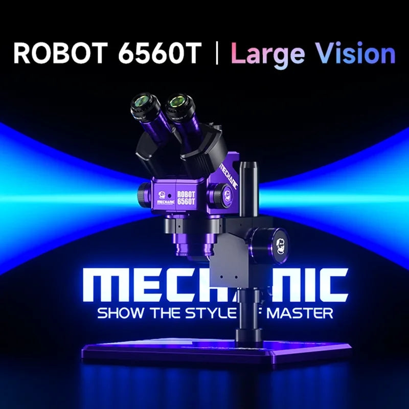 Mechanic 6560T-B11 6.5-60X Magnification Stereo Trinocular Microscope with Adjustable Eyepiece for Motherboard Soldering Repair