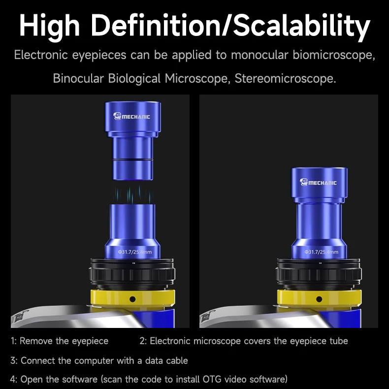 Mechatronics MEC 2K/2K Pro/4K Electronic Eyepiece Camera For Bio-Stereo Microscopes Maintenance Tool For Mobile PCBs