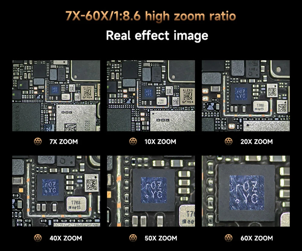 MECHANIC ROBOT 7060T-TG Trinocular Stereo Microscope 7X-60X Continuous Zoom WF10X25 Eyepiece for CPU BGA Welding Repair Tool