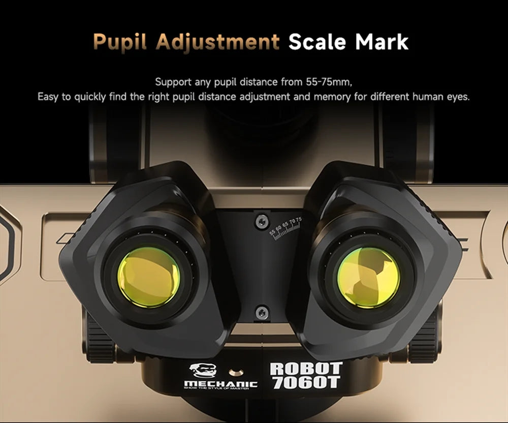 MECHANIC ROBOT 7060T-TG Trinocular Stereo Microscope 7X-60X Continuous Zoom WF10X25 Eyepiece for CPU BGA Welding Repair Tool