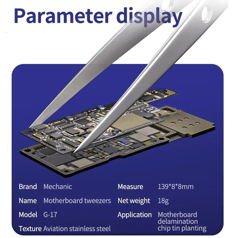 MECHANIC Repair Tools G-17 Motherboard Layered Stainless Steel Tweezers For Mobile Phone Chip Tinning Motherboard BGA Layering