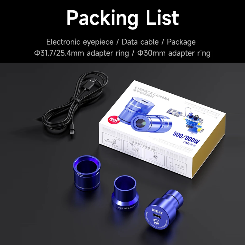 Mechatronics MEC 2K/2K Pro/4K Electronic Eyepiece Camera For Bio-Stereo Microscopes Maintenance Tool For Mobile PCBs