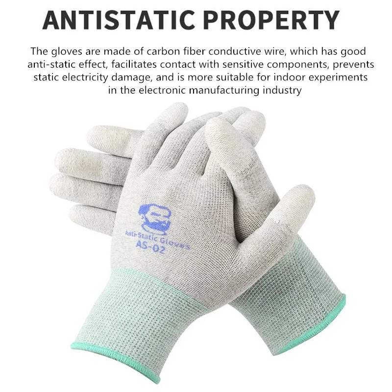 MECHANIC AS02 Anti-static Carbon Fiber Gloves PU Coating Layer Mobile Phone Electronic Parts Repair Protective Gloves