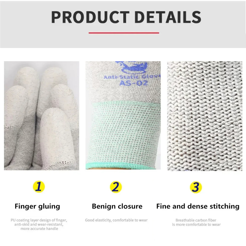 MECHANIC AS02 Anti-static Carbon Fiber Gloves PU Coating Layer Mobile Phone Electronic Parts Repair Protective Gloves