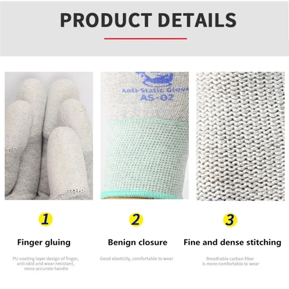 MECHANIC AS02 Anti-static Carbon Fiber Gloves PU Coating Layer Mobile Phone Electronic Parts Repair Protective Gloves