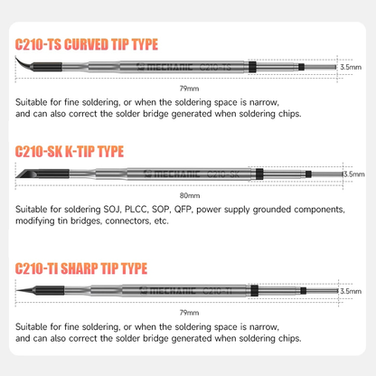 MECHANIC C210-TI/TS/SK Precision Soldering Tip for T210-A/NA T26/T26D Welding Handle Soldering Station Welding Repair Tip Tool
