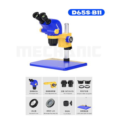 MECHANIC D65T Trinocular Stereo Microscope D65S Industrial Binocular Stereo Microscope 6.5X-65X Electronica Soldering Detection