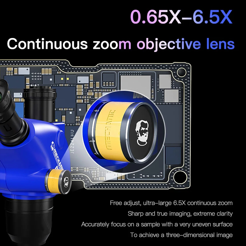 MECHANIC D65T Trinocular Stereo Microscope D65S Industrial Binocular Stereo Microscope 6.5X-65X Electronica Soldering Detection