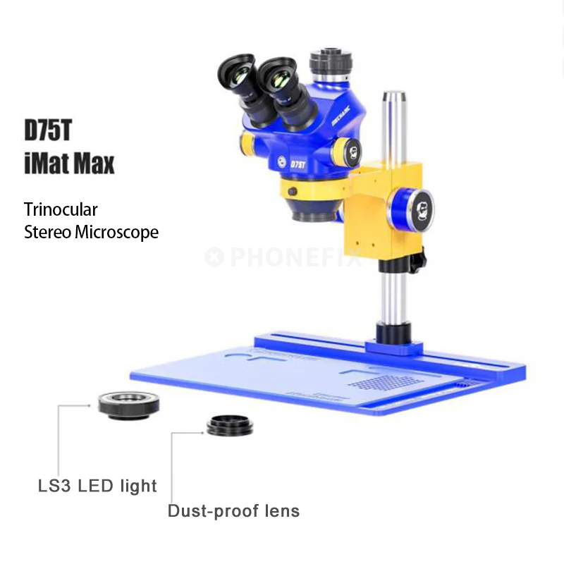 MECHANIC D75T-B11 Lab Trinocular Stereo Microscope HD Electronic Component Magnified 0.7-5.0X Continuous Zoom Observation Scope