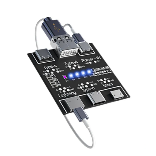 MECHANIC DT3 USB Cable Tester Data Cable Test PCB Board for IPhone Android USB Type-C Lightting Date Cable on-Off Detection tool