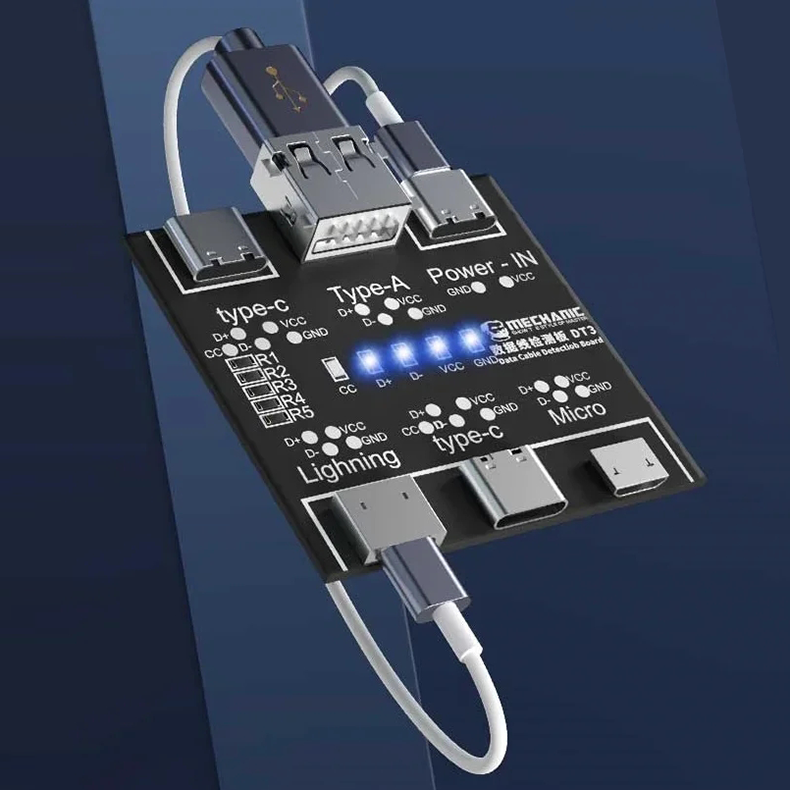 MECHANIC DT3 USB Cable Tester Data Cable Test PCB Board for IPhone Android USB Type-C Lightting Date Cable on-Off Detection tool