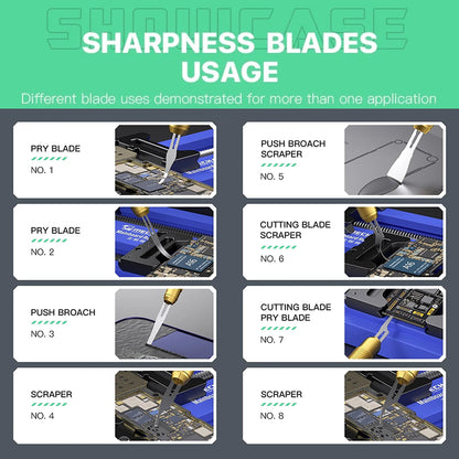 MECHANIC FengYing 008 Glue Removal Blade Set, Motherboard IC Degumming Blade Stainless Steel Knife, Hand Polished Blades