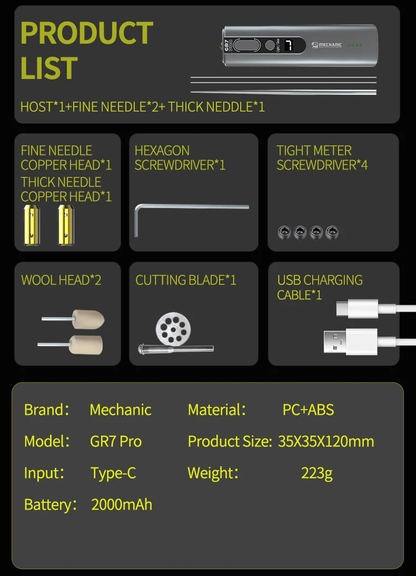 MECHANIC GR7 Pro Adhesive Tape Applicator 7 Speed Electric Detacher with 2000mAh Battery Built-in LED Light Split Design